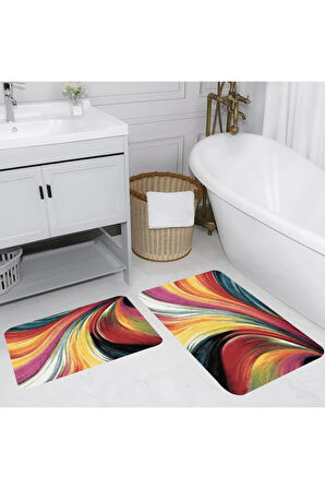 Eliana Home Dijital Baskı 2'li Banyo Paspas Takımı  LNA5085 100x60 ve 60x50 cm