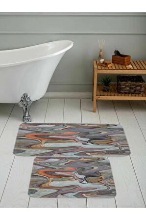 Eliana Home Dijital Baskı 2'li Banyo Paspas Takımı  LNA5086 100x60 ve 60x50 cm