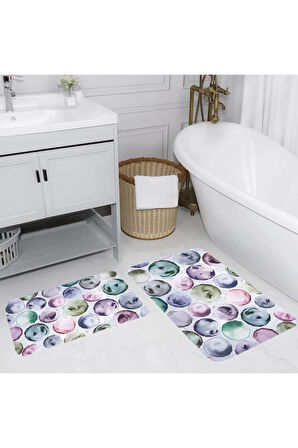Eliana Home Dijital Baskı 2'li Banyo Paspas Takımı  LNA5089 100x60 ve 60x50 cm
