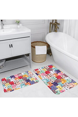 Eliana Home Dijital Baskı 2'li Banyo Paspas Takımı  LNA5125 100x60 ve 60x50 cm