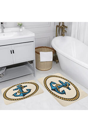 Eliana Home Dijital Baskı 2'li Banyo Paspas Takımı  LNA5129 100x60 ve 60x50 cm