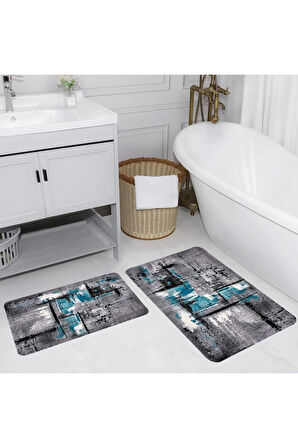 Eliana Home Dijital Baskı 2'li Banyo Paspas Takımı  LNA5156 100x60 ve 60x50 cm