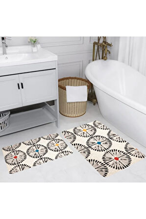 Eliana Home Dijital Baskı 2'li Banyo Paspas Takımı  LNA5163 100x60 ve 60x50 cm