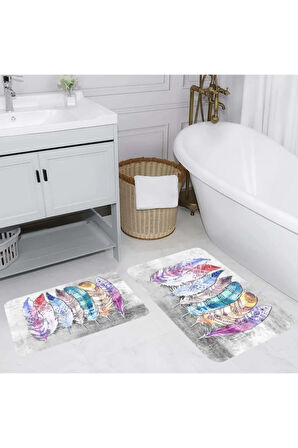 Eliana Home Dijital Baskı 2'li Banyo Paspas Takımı  LNA5179 100x60 ve 60x50 cm