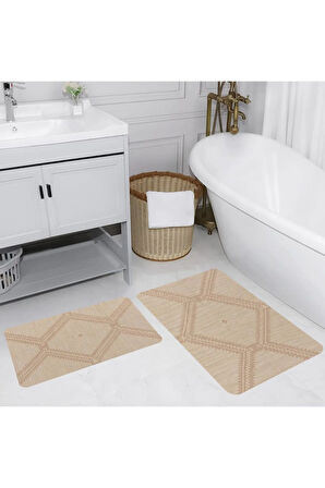 Eliana Home Dijital Baskı 2'li Banyo Paspas Takımı  LNA5186 100x60 ve 60x50 cm
