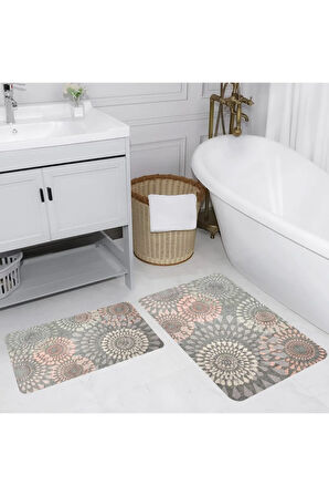 Eliana Home Dijital Baskı 2'li Banyo Paspas Takımı  LNA5201 100x60 ve 60x50 cm