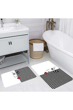 Eliana Home Dijital Baskı 2'li Banyo Paspas Takımı  LNA5223 100x60 ve 60x50 cm