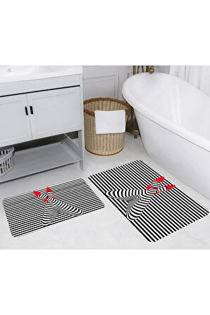 Eliana Home Dijital Baskı 2'li Banyo Paspas Takımı  LNA5232 100x60 ve 60x50 cm