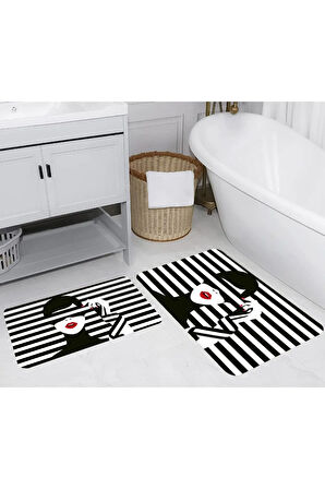 Eliana Home Dijital Baskı 2'li Banyo Paspas Takımı  LNA5236 100x60 ve 60x50 cm