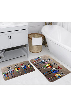 Eliana Home Dijital Baskı 2'li Banyo Paspas Takımı  LNA5260 100x60 ve 60x50 cm