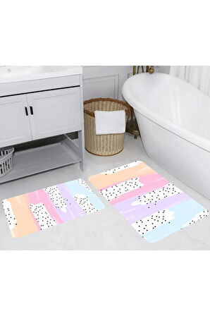 Eliana Home Dijital Baskı 2'li Banyo Paspas Takımı  LNA5263 100x60 ve 60x50 cm