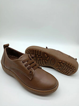 Hakiki Deri Kaymaz Termo Taban Bağcıklı Günlük Ayakkabı 9001