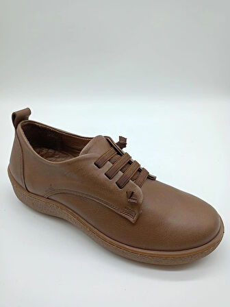 Hakiki Deri Kaymaz Termo Taban Bağcıklı Günlük Ayakkabı 9001