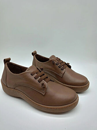 Hakiki Deri Kaymaz Termo Taban Bağcıklı Günlük Ayakkabı 9001