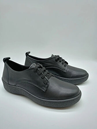 Hakiki Deri Kaymaz Termo Taban Bağcıklı Günlük Ayakkabı 9001