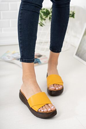 Linda Kadın Dolgu Topuk Casual Kalın Tabanlı Terlik