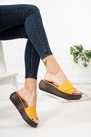 Linda Kadın Dolgu Topuk Casual Kalın Tabanlı Terlik