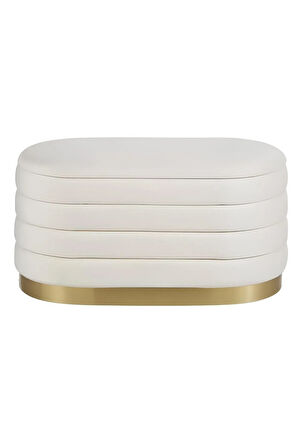 Lungo Long Line Krem Puf Luxery Gold Kaplama Dekoratif Puf Koltuk