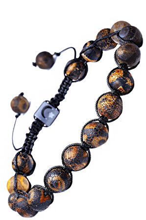 Makrome Kahverengi Damarlı Tibet Akik Bileklik