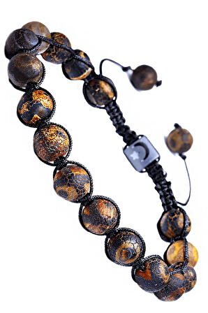 Makrome Kahverengi Damarlı Tibet Akik Bileklik