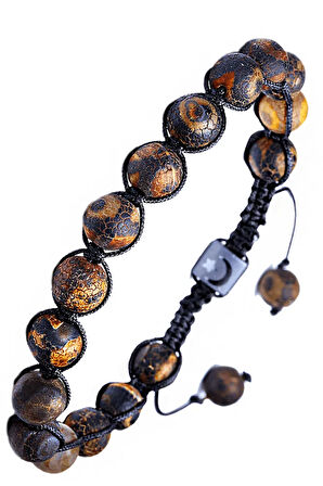 Makrome Kahverengi Damarlı Tibet Akik Bileklik