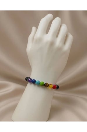 Renkli Doğal Taşlı 7 Chakra Bileklik – Ayarlanabilir Enerji Dengesi Şık Unisex Tasarım