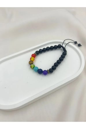 Renkli Doğal Taşlı 7 Chakra Bileklik – Ayarlanabilir Enerji Dengesi Şık Unisex Tasarım