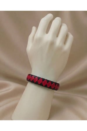 Siyah Kırmızı Örgü Deri Bileklik – Mıknatıslı Modern Erkek Kadın Unisex Bileklik