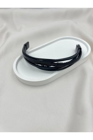 Siyah Çoklu Şerit Deri Bileklik – Tüy Detaylı Erkek Kadın Unisex Şık Tasarım Manyetik Kapama
