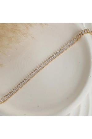 Gold Renk Baget Kesim Zirkon Taşlı Tenis Bileklik