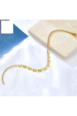 Asimetrik Kelebekli Su Yolu Halhal – Gold Kararmaz Çelik Zirkon Taşlı Yazlık Kadın Halhalı