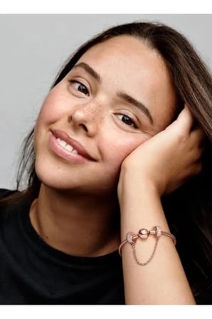Rose Gold Yılan Zincir Charm Bileklik - Kararmaz Çelik Antialerjik Kadın Bileklik