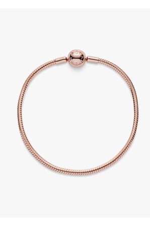 Rose Gold Yılan Zincir Charm Bileklik - Kararmaz Çelik Antialerjik Kadın Bileklik