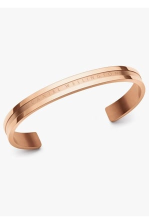 DW Yazı Baskılı Rose Gold Renk Çelik Kelepçe Bileklik – Kararmaz Paslanmaz Şık Tasarım Minimal Kadın Takı