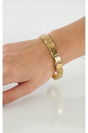 Modüler Italian Charm Düz Gold Çelik Bileklik – Gold Renk Kararmaz Paslanmaz Esnek Unisex Kişiselleştirilebilir Takı