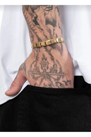 Modüler Italian Charm Düz Gold Çelik Bileklik – Gold Renk Kararmaz Paslanmaz Esnek Unisex Kişiselleştirilebilir Takı