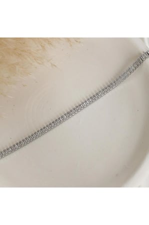 Su Yolu Baget Taşlı Silver Renk Dolgun Paslanmaz Çelik Bileklik