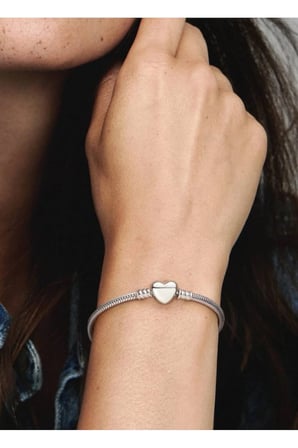 Sade Kalp Klipsli Yılan Zincir Charm Bileklik – Gümüş Renk Kararmaz Çelik Minimalist Kadın Bileklik