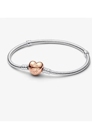 İmza Yazılı Rose Gold Kalp Klipsli Charm Bileklik – Çift Renk Kararmaz Çelik Kadın Bilekliği
