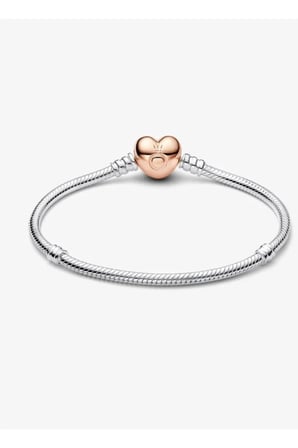 İmza Yazılı Rose Gold Kalp Klipsli Charm Bileklik – Çift Renk Kararmaz Çelik Kadın Bilekliği