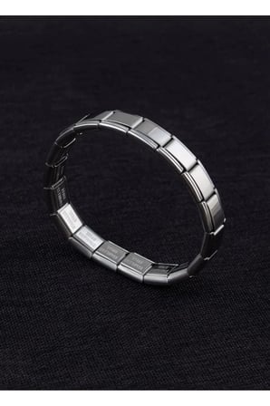 Gümüş İtalyan Charm Modüler Bileklik - Modüler Italian Charm Düz Çelik Bileklik – Gümüş Renk Kararmaz Paslanmaz Esnek Unisex Kişiselleştirilebilir Takı