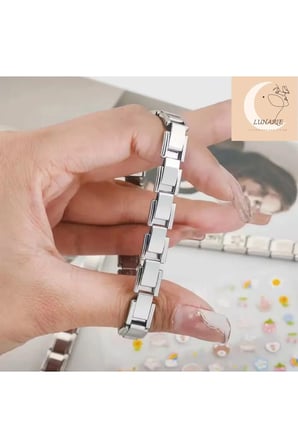 Gümüş İtalyan Charm Modüler Bileklik - Modüler Italian Charm Düz Çelik Bileklik – Gümüş Renk Kararmaz Paslanmaz Esnek Unisex Kişiselleştirilebilir Takı