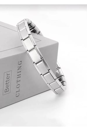 Gümüş İtalyan Charm Modüler Bileklik - Esnek Modüler Italian Charm Çelik Bileklik – Gümüş Renk Kararmaz Paslanmaz Ayarlanabilir Unisex Takı