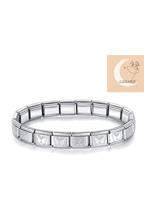 Gümüş İtalyan Charm Kelebek Modüler Bileklik - Kelebek Motifli Modüler Italian Charm Çelik Bileklik – Gümüş Renk Kararmaz Paslanmaz Esnek Unisex Takı