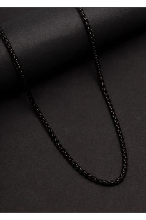 Siyah Çelik Başak Zincir Erkek Kolye - Spiga Örgü Kararmaz Antialerjik Unisex Kolye