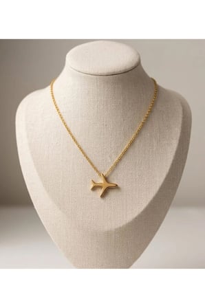 Uçak Figürlü Kolye – 14K Gold Kararmaz Çelik Seyahat Temalı Minimal Kadın Kolyesi