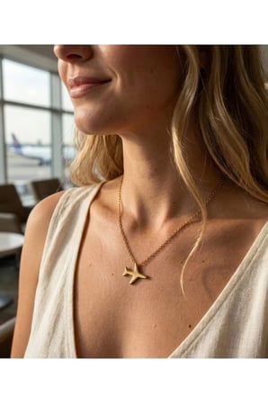 Uçak Figürlü Kolye – 14K Gold Kararmaz Çelik Seyahat Temalı Minimal Kadın Kolyesi