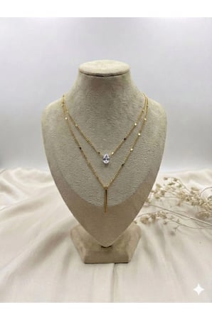 14K Altın Katmanlı Zirkon Çubuk Kolye - Modern Kararmaz Antialerjik Vintage Solmaz Şık Trend Kadın Kolye