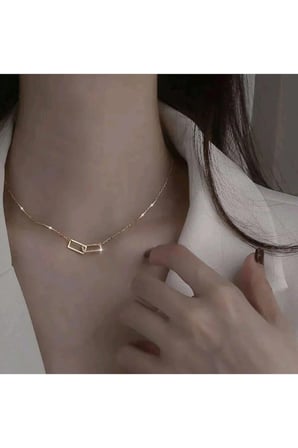 İç İçe Geçmiş Dikdörtgen Vintage Kolye – 14K Gold Kararmaz Çelik Zirkon Taşlı Geometrik Kadın Kolyesi