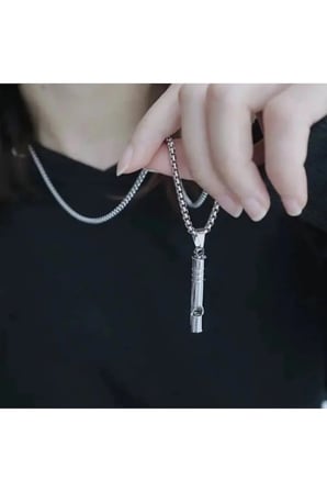 Cankurtaran/Kampçı Düdük Kolye – Kararmaz Çelik Fonksiyonel Düdüklü Erkek Kadın Unisex Zincir Kolye Gümüş